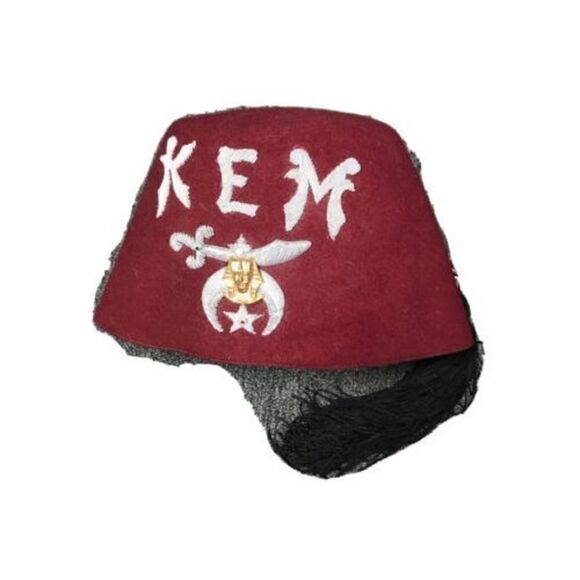 Vintage Shriners Felt Hat Tassel Rhinestones 7 3/8 KEM - Picture 1 of 8